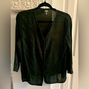 Eileen Fisher Black Linen Blend button down blouse - SZ XL